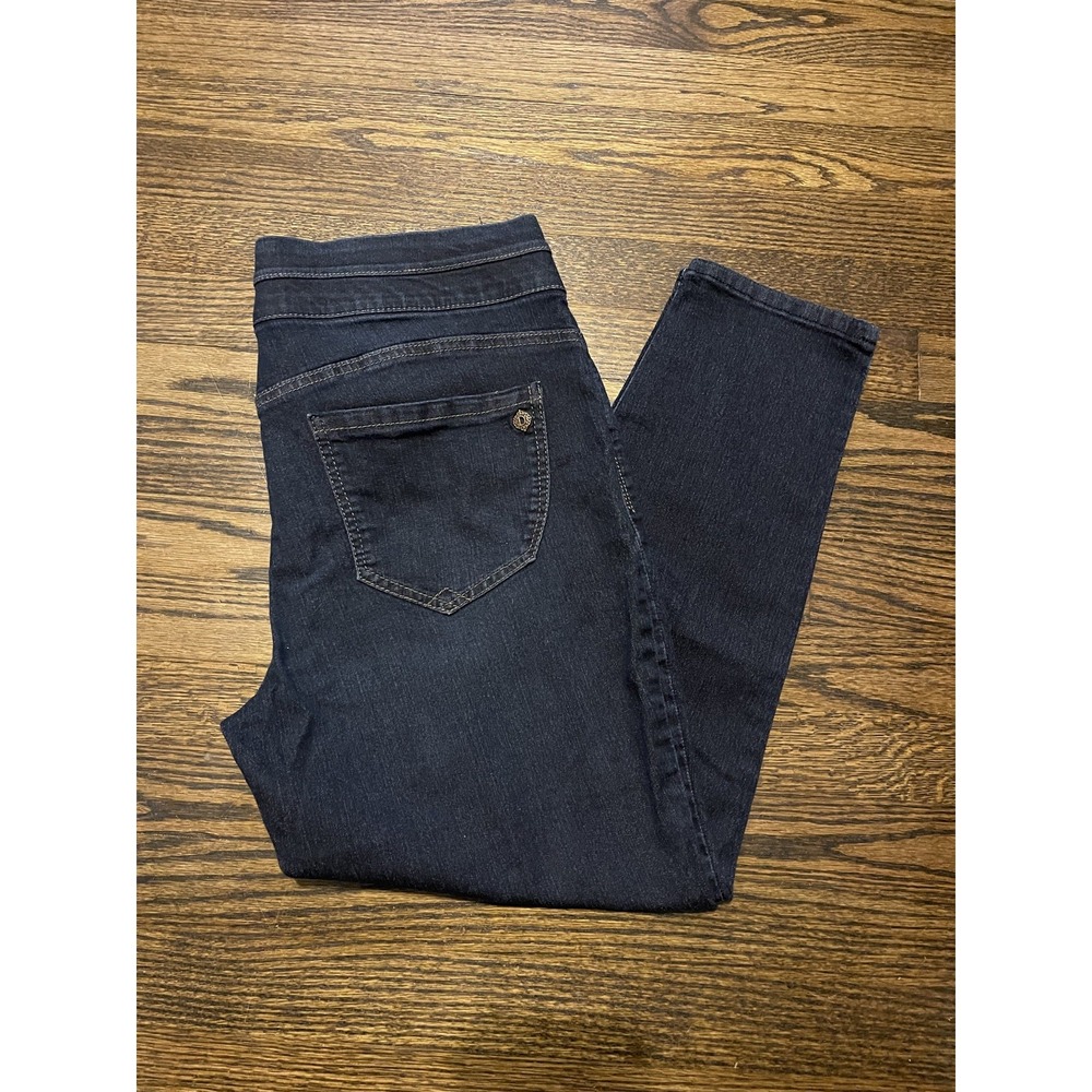 Democracy Jeans Womens 14 Petite Denim Blue Ab Solution Dark Wash Stretch